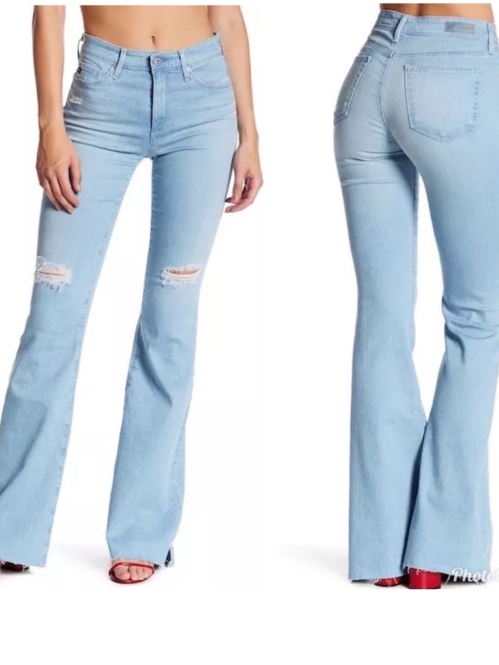AG The Janis High Rise Flare distressed lightwashed Denim Size 31 women